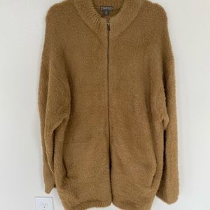 J. Crew and Point Sur fuzzy teddy coat in camel color. Size large.